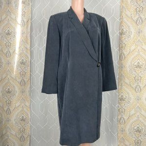 Dana Buchman Long Navy Blue Silk Coat Jacket Women's size 14W